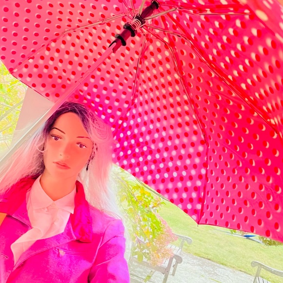 Pink Polka Dot Collapsible Umbrella - Picture 4 of 7